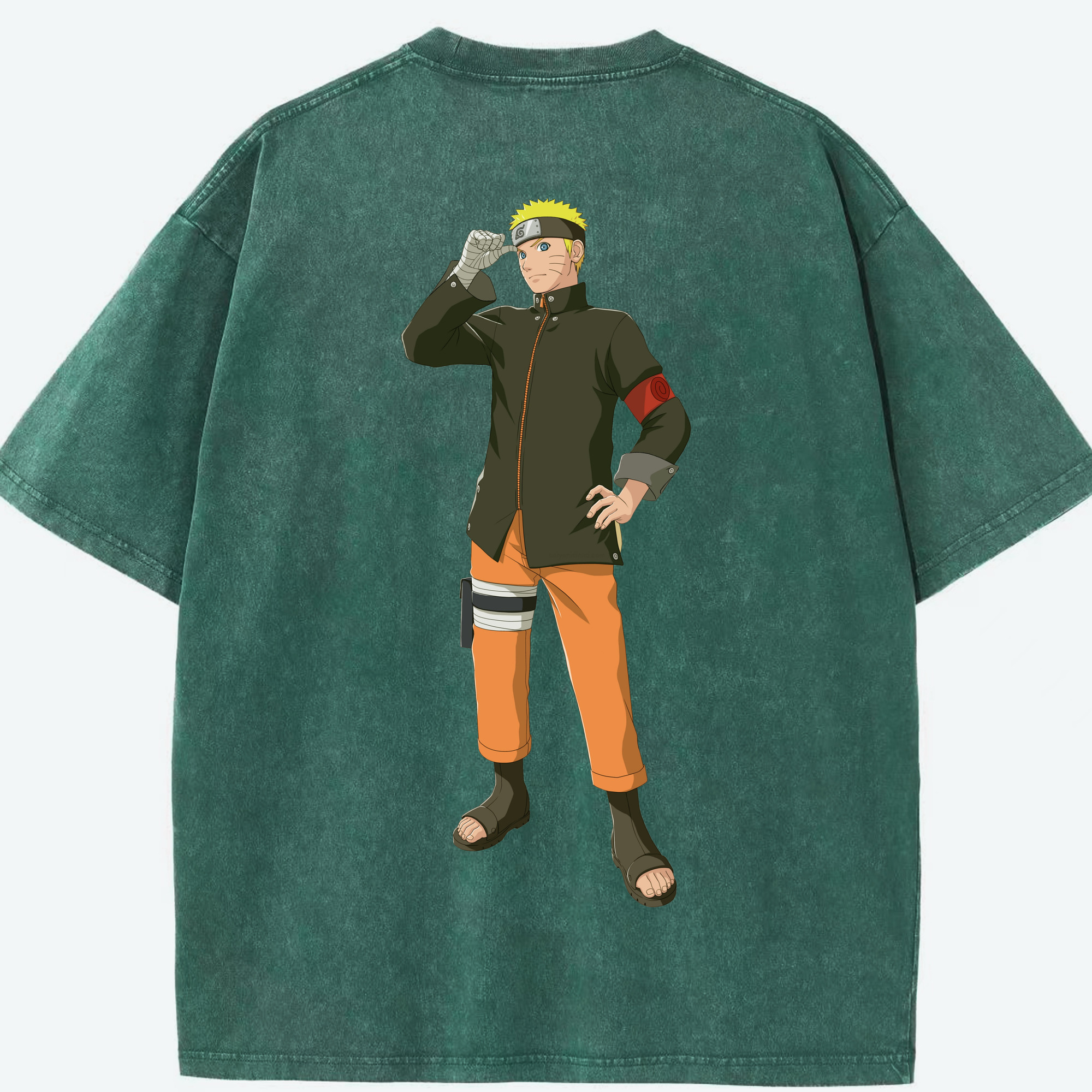 （画像用） NARUTO -ナルト- うずまき ナルト Uzumaki Naruto 綿100% ヴィンテージ風 半袖Tシャツ（背面プリント）